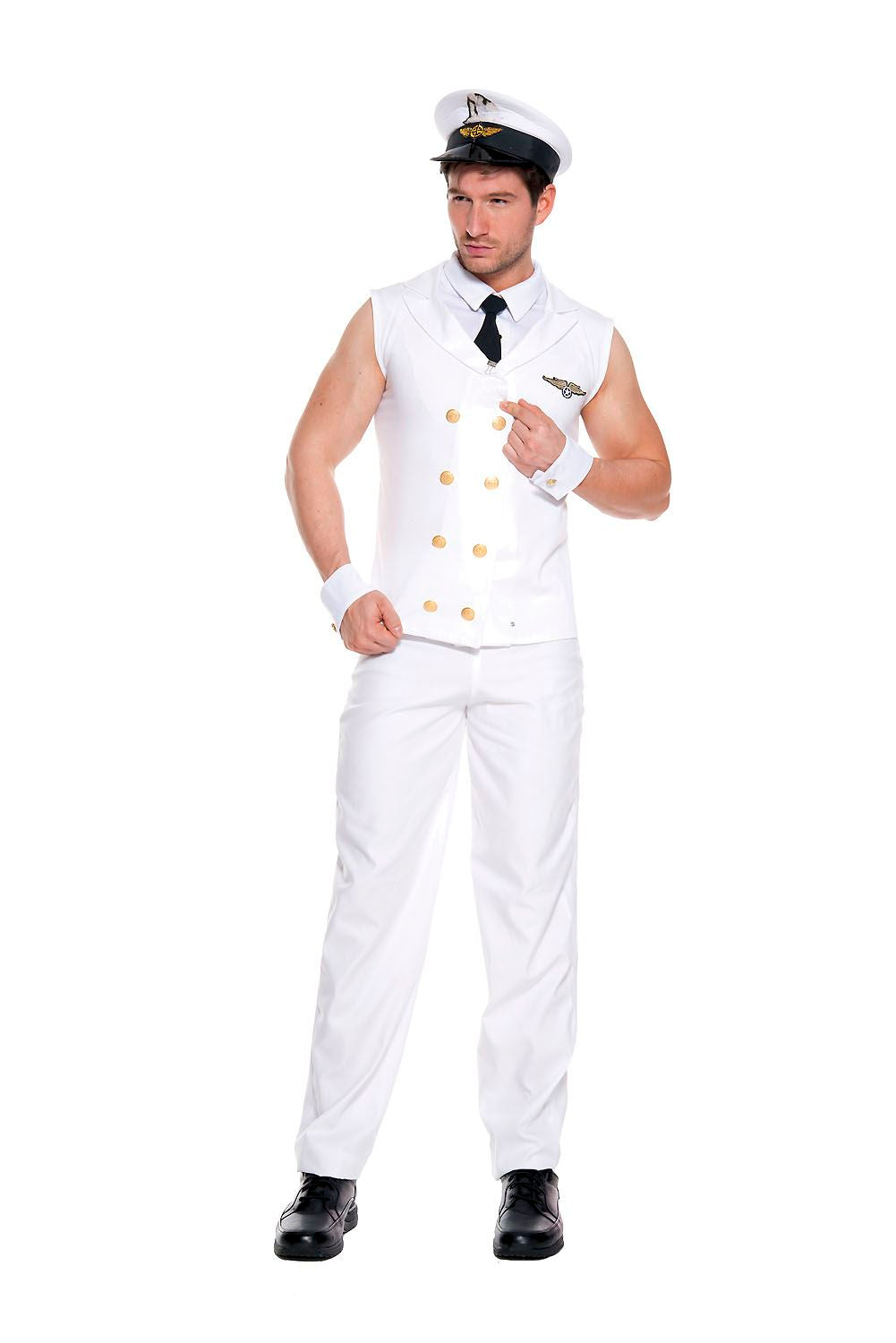 Airline Pilot Men Costume White by Music Legs only at  TeeJayTraders.com