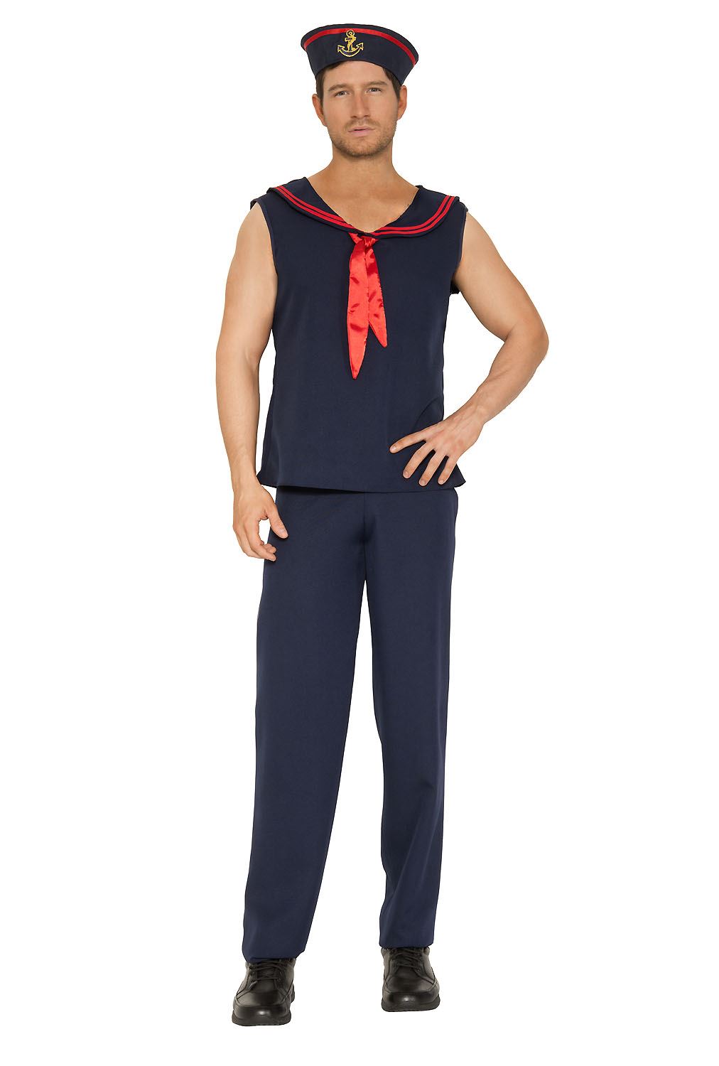 Sailor Navy Red Men Costume by Music Legs only at  TeeJayTraders.com